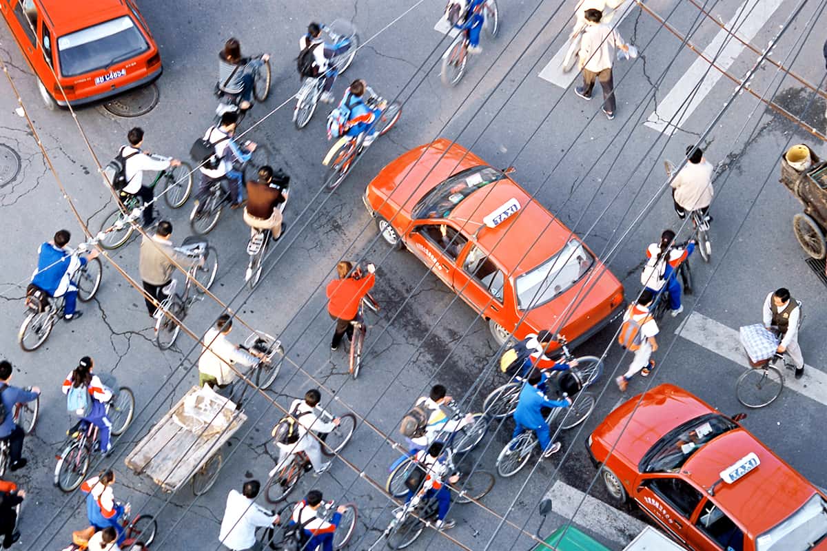 Straßenverkehr mit Radfahrern (c)MichelGunther_WWF Straßenverkehr