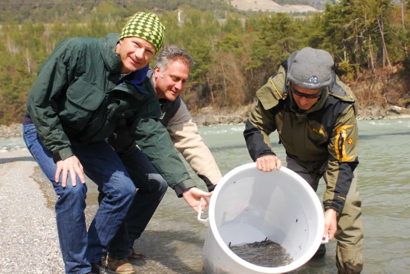 Fischbesatz am Inn mit Toni Innauer, WWF und Landesfischereiverband