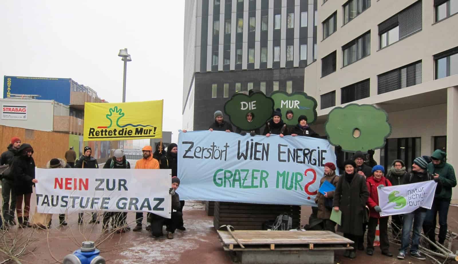 Protest gegen Murkraftwerk vor möglichem Investor Wien Energie
