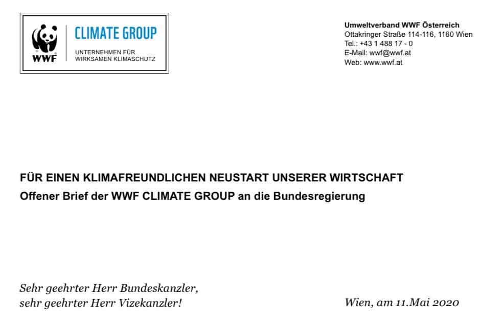 Offener Brief der Climate group an die Regierung