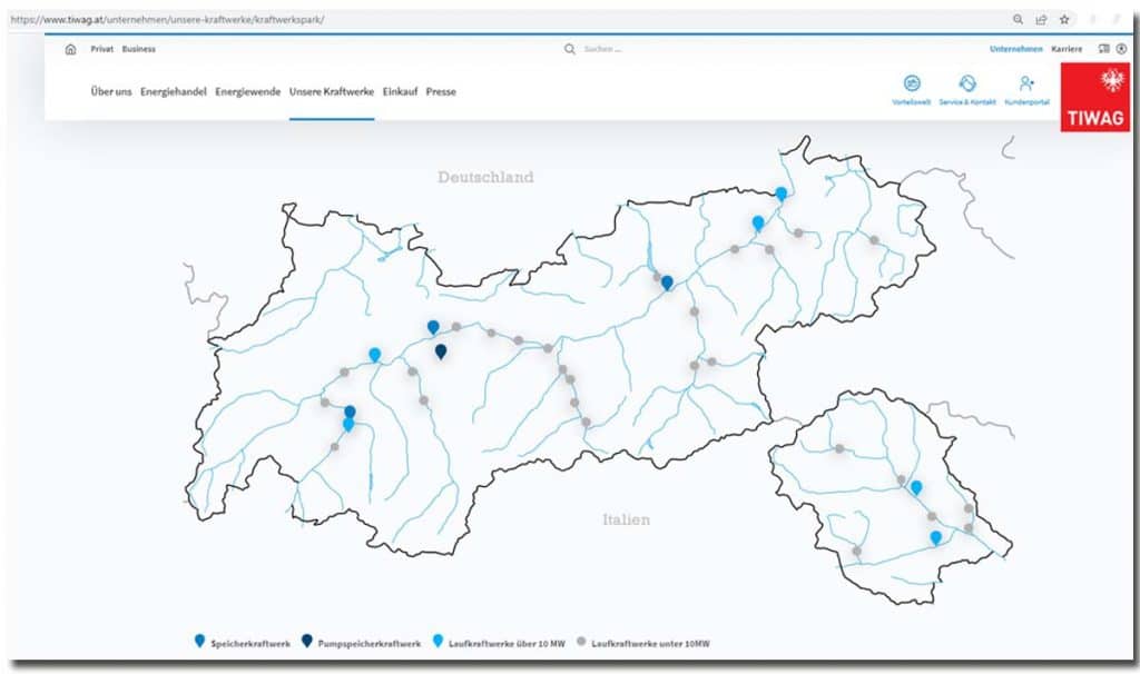Wasserkraftwerke in Tirol (c) Website TIWAG Wasserkraftwerke in Tirol