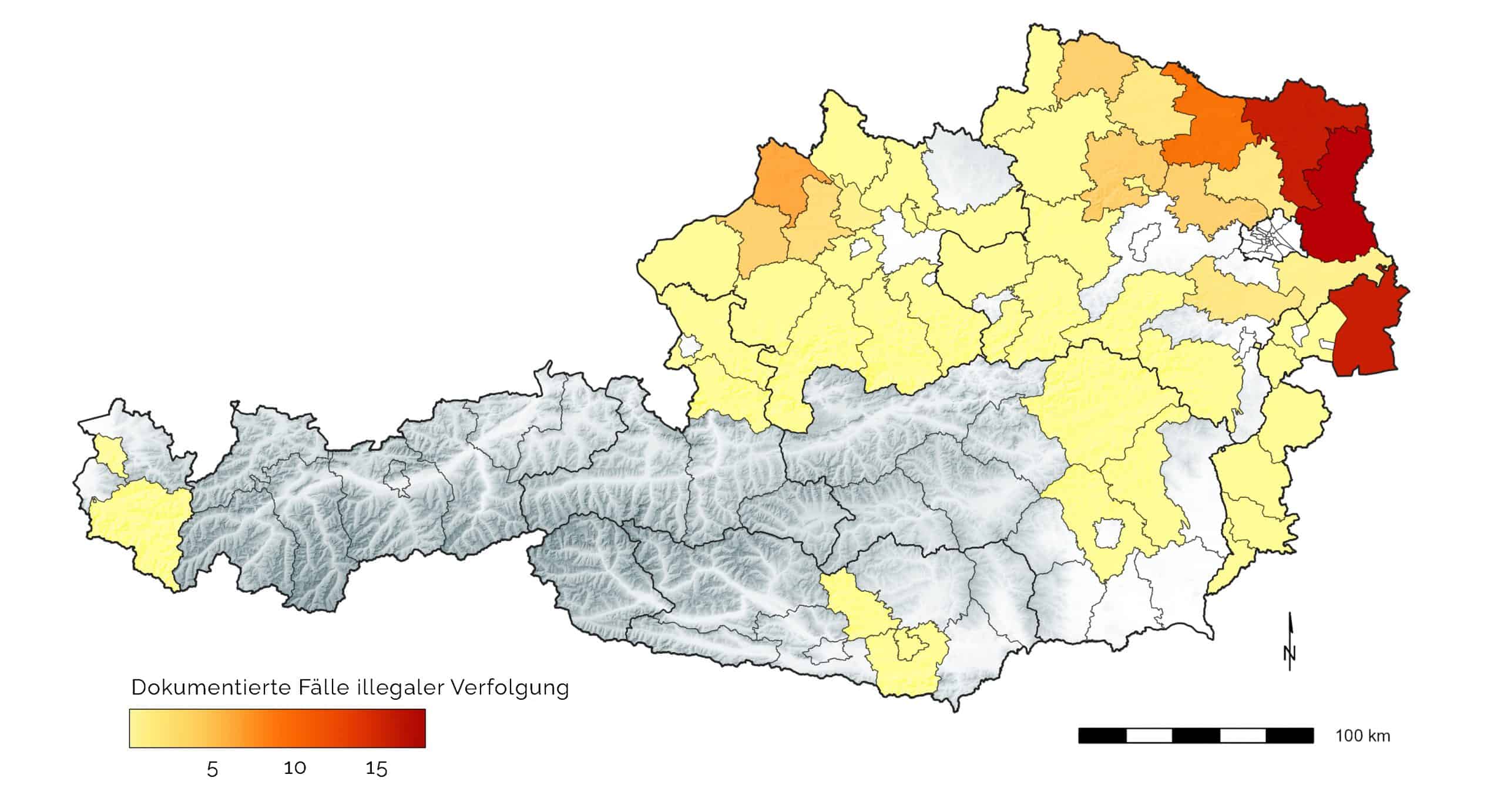 Wildtierkriminalität in Österreich. (c) WWF Karte: Gemeldete Fälle illegaler Verfolgung in Österreich.jpg