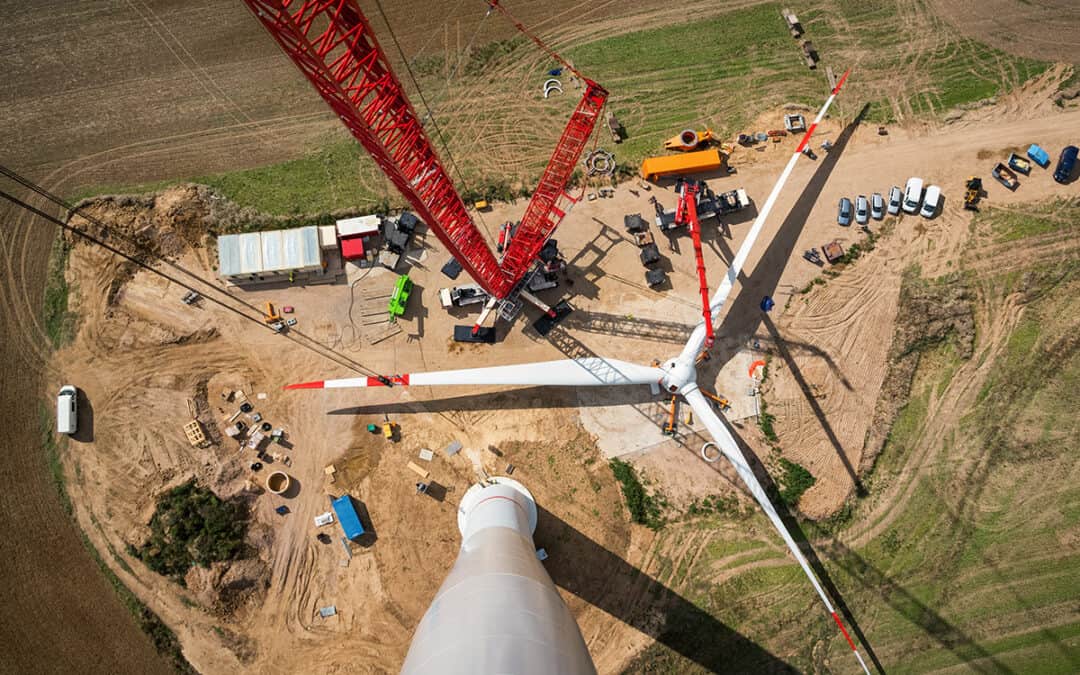 Windrad Montage Blick von oben