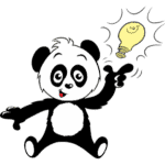 Pia Panda mit Glühbirne